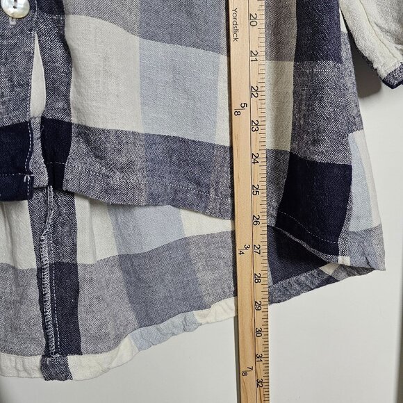Soft Surroundings Plaid‎ Blouse Button Up Zip Back Carreaux Linen Blend #2BU60 M - Picture 11 of 12